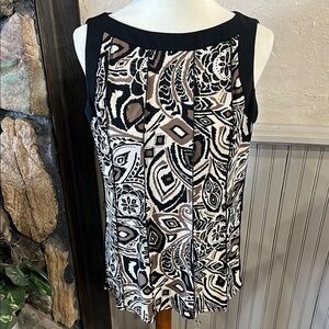 Studio I Sleeveless Top with Black and Brown Pattern